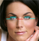 Woman showing concept of "five eyes across" in ideal facial width balance 
